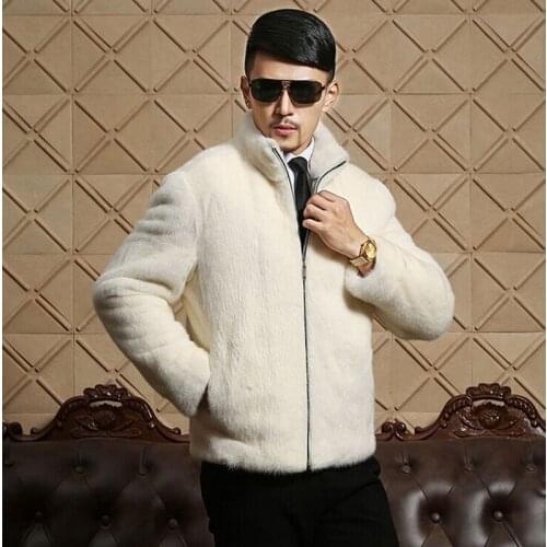 2018 New male faux mink fur coat, Men white zipper fur coats warm jacket,High-grade thick mink fabric overcoats free shipping