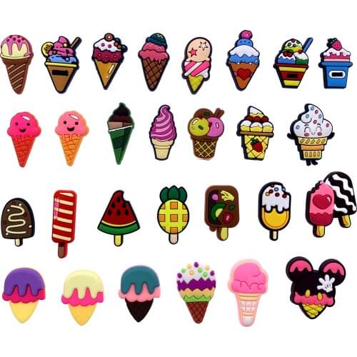 Wholesale 50PCS Cute Cartoon Ice Cream PVC Flat Back Accessories Crafts For Kids Jewelry Making DIY Scrapbook Phone Case