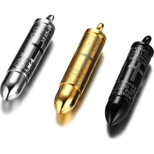 Bullet Pendant Necklaces Cross Bible Verse Ash Container Memorial Jewelry