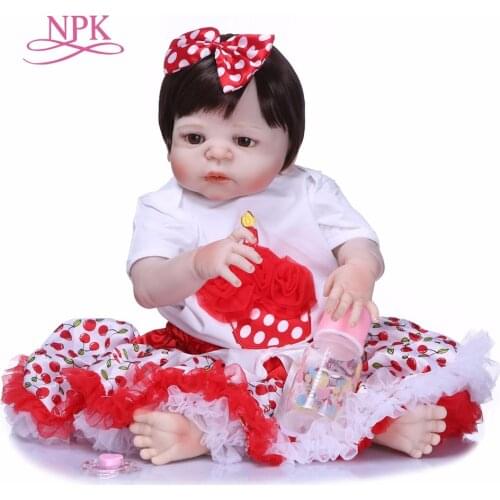 NPK 57CM Real Full Body Silicone Girl Reborn Baby Doll Bath Toys Lifelike Baby Princess Realistia Doll Bebes Reborn Bonecas