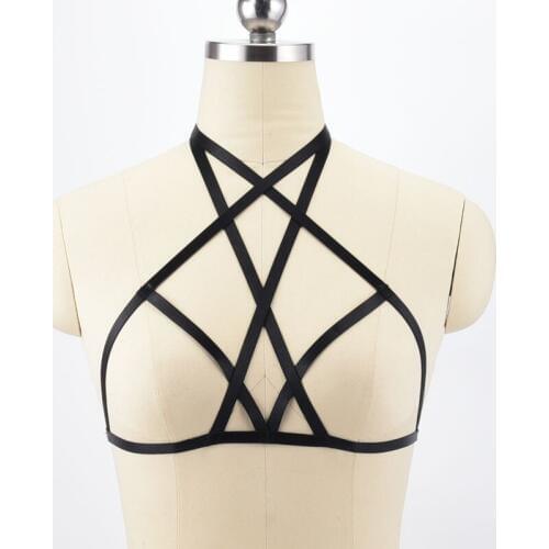 Sexy harness cage Bra gothic Fetish Crop Top Bondage Bra Polyester Harness Erotic Lingerie BDSM Body harness wedding Clothes
