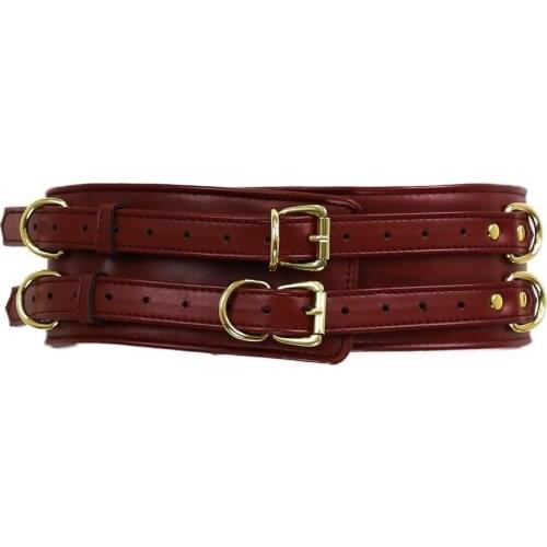 SM toys PU leather bondage set include belt, handcuffs, legcuffs, center connection, adult games sex toys for women wrist cuffs