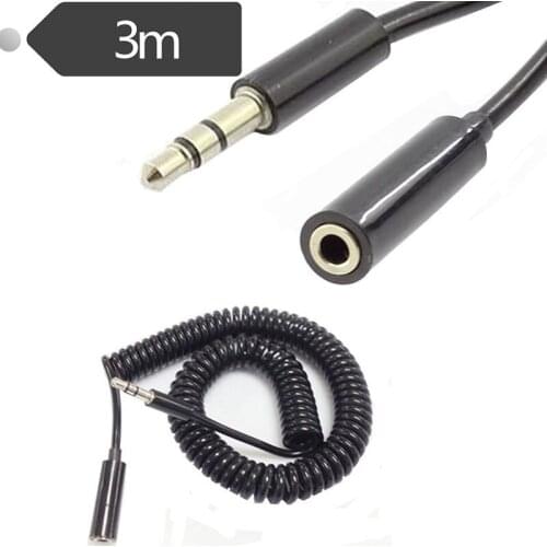 10ft 1/8" Stereo Coiled Spiral Connect Cable Cord 3.5mm Female to Male F/M Audio