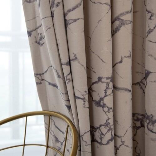 Simple solid color Nordic embossed curtains marble pattern embossed for study bedroom living room curtains tulle custom