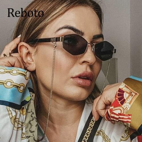 Unique Hip Hop Sunglasses Women Men Vintage Metal Brand Designer Sun Glasses Woman Fashion Vintage Glasses Chain