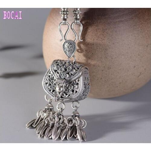 S925 sterling silver jewelry Thai silver fashion Womens models Thai silver crafts bags sachets sweater chains + pendants