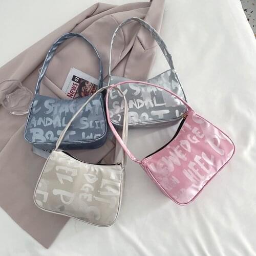Womens Bag Vintage Letters Printing Underarm Shoulder Bag Female Bag 2021 Casual Small Purse Fashion Design Shopper Handbags