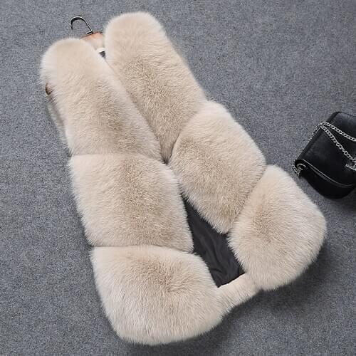 Real Fox Fur Vest Women Clothes Autumn Winter Warm Long Vests Korean Elegant Slim Coat Chalecos Para Mujer ZL518