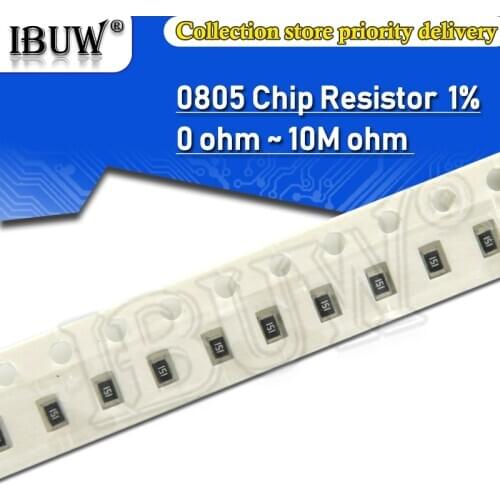 100pcs 0805 1% 1/8W SMD chip resistor 0R ~ 10M 0 1R 10R 100R 220R 330R 470R 1K 4.7K 10K 47K 100K 1M 10M 0 1 10 100 330 470 ohm