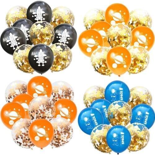 12Inch Astronaut Space Planet Latex Balloon sequin balloon set aluminum foil sequin balloon decoration confetti balloon