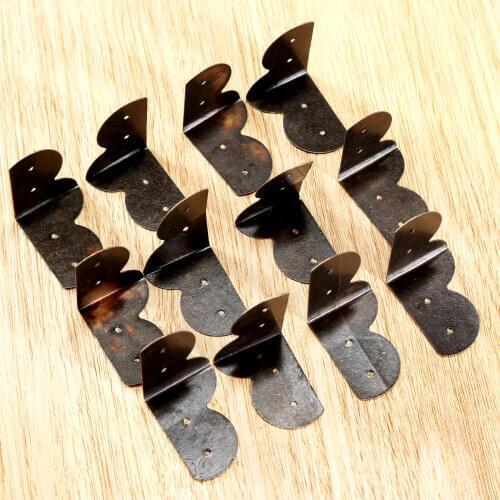 12Pcs 30mm Decorative Corner Protectors Vintage Metal Furniture Corner Bracket for Chest Case Box Feet Cover Furniture Fittings
