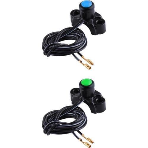2 Pcs 12V Blue+Gree Engine Stop Start Kill Switch for Handlebars