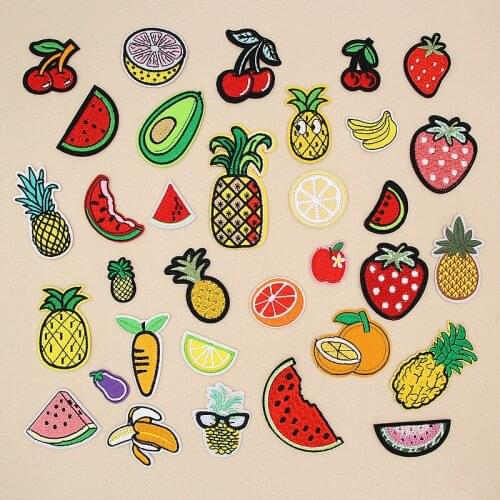 New Fruits With Embroidered Patches Fashion Applique sew on Patch for Clothes Bags DIY Decal Apparel Accessory 2pcs