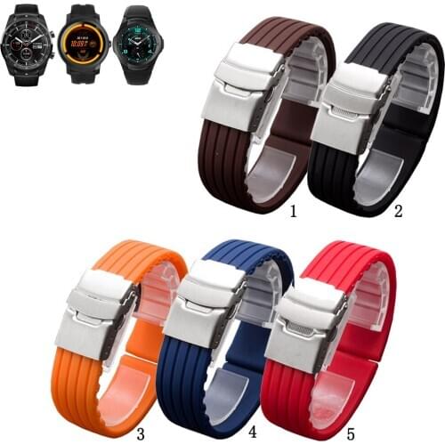 20mm 22mm Soft Silicone Band Rubber Watch Strap for Ticwatch Pro 3 E2 S2 GTX Replacement band strap