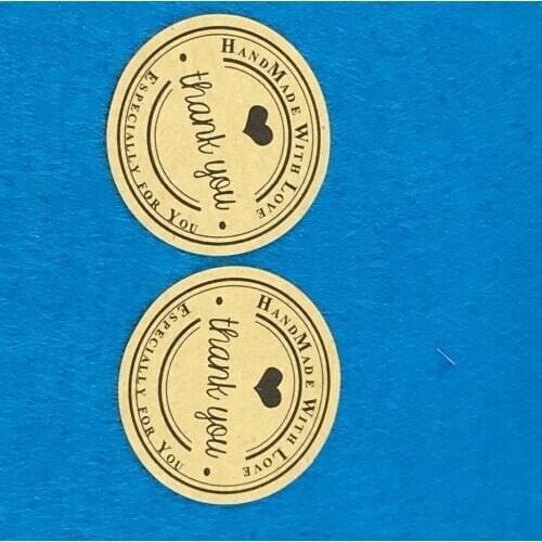 2000PCS Kraft Sticker Labels 3.5cm Round Packaging Labels Thank You kraft stickers Sealing Adhesive labels Custom Logo labels