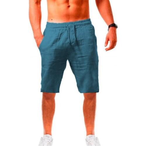 2021 New Mens Cotton Linen Shorts Summer Casual Breathable Solid Color Linen Short Trousers Fitness Streetwear Shorts