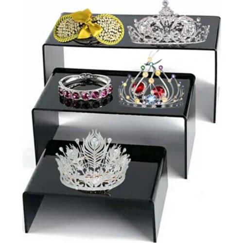3Pcs/Set 3mm Acrylic U Type Display Stand Showcase Jewelry Storage Rack Shelf for Cabinet