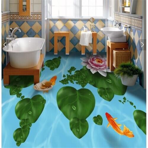 Room living room coffee shop bar guest room bathroom bathroom living room bedroom can be customized 3D lotus carp floor tiles