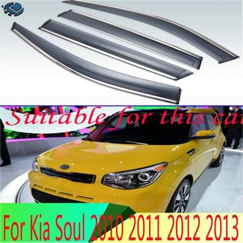 For Kia Soul 2010 2011 2012 2013 Plastic Exterior Visor Vent Shades Window Sun Rain Guard Deflector 4pcs