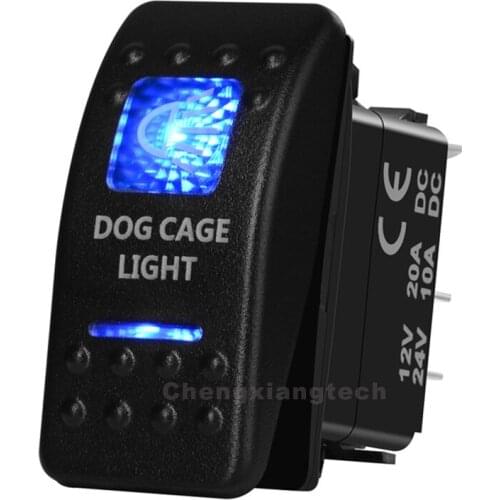 5 pin ON/OFF SPST DOG CAGE LIGHT Rocker Switch Blue Led for NARVA ARB Carling style Replacement Marine Grade