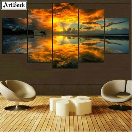 5 spell diy diamond painting landscape sticker full square drill 3d diamond mosaic art home decoration