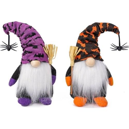 8 PCS Halloween Home Decor Gnomes Doll with Spider Plush Handmade Tomte Swedish Ornaments Table Decorations Gifts Wholesale XB