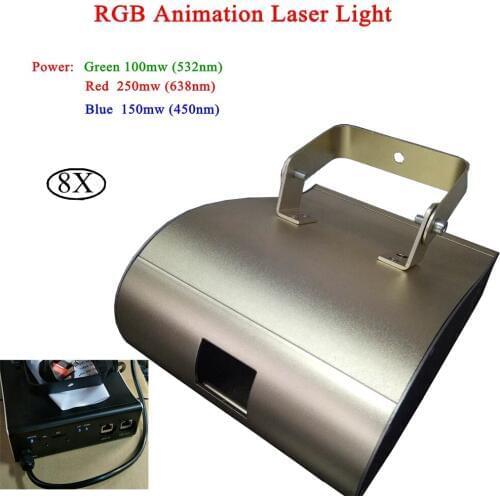 8Pcs/Lot NEW 16W Explosion RGB Animation Laser Light 3D Animation DJ Stage Lighting Equipment For Christmas Party Disco Effect