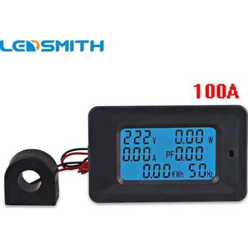 AC 85-250V 100A 6 in 1 Multimeter Voltmeter Ammeter Energy Power Factor Meter Current Amps Volt Wattmeter Tester Detector