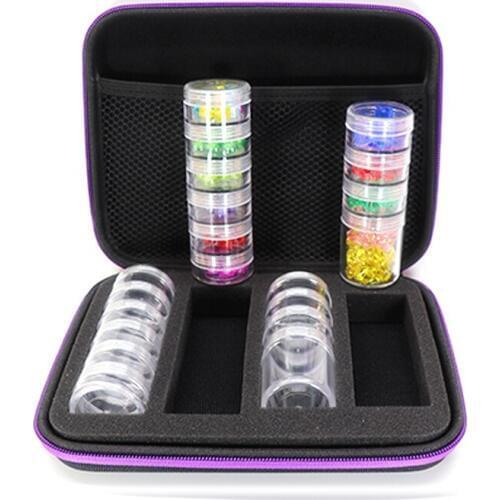 New Diamond Painting Accessories 22 Bottles EVA Container Storage Bag Carry Case Holder with Embroidery Box Hand Bag Zipper