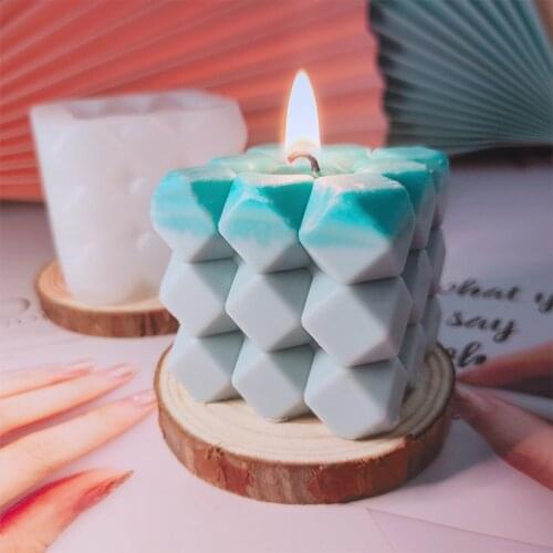 DIY Cake Decoration Accessories Diamond Special-shaped Cut Surface Geometric 3d Silicone Candle Mold Candle Making Kit