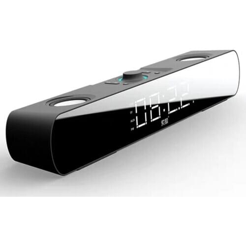 Fashion Bluetooth Speaker Mini Mirror Computer Speakers Sound Bar Bass Speaker Home Desk Laptop Louderspeaker USB Clock