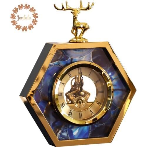 Creative Metal Alloy Clock with Deer Living Room TV Cabinet Desk Decoration Creative Desk Clock Ornaments Deer Clock Best Gift