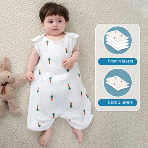 Baby Split-leg Sleeping Bag Summer Cartoon Anti-kick Quilt Cotton Gauze Childrens Vest Clothes Bedding Newborn Swaddle Blanket