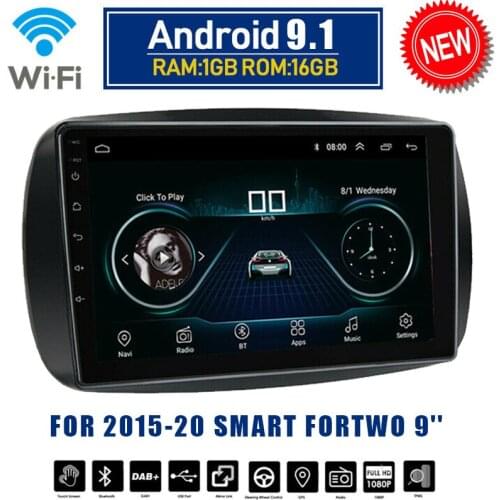 For 2015-20 Smart Fortwo 9'' Android 9.1 Car Stereo Radio GPS 1+16GB Navigation