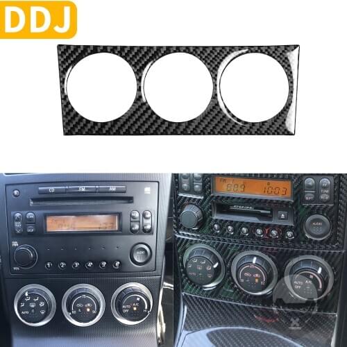 For Nissan 350Z Z33 2003-2009 Air Conditioning Control Button Panel Surround Frame Carbon Fiber Sticker Modified car Accessories
