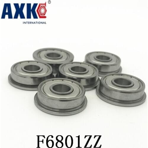 Axk F6801zz Flange Bearing 12x21x5 Mm Abec-1 ( 10 Pcs ) Thin Section Flanged F6801 Z Zz Ball Bearings