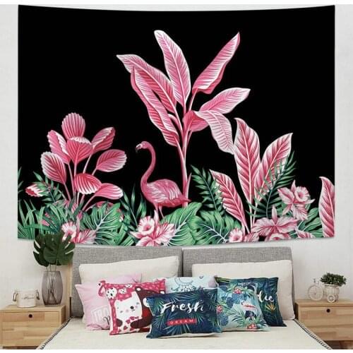 Pink Plant Tree and Birds Tapestry for Livingroom Photography Wall Decor