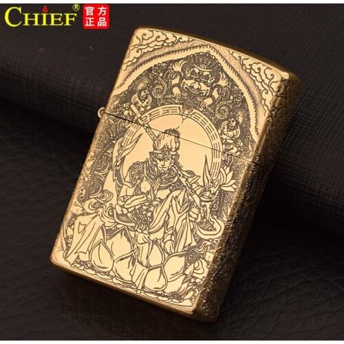 Leader Kerosene Lighter Cf1071yt Magic Monkey Five Side Etching Creative Old Style Grinding Wheel Lighter