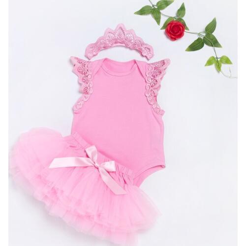 Birthday Gift For Girls Clothing Sets Newborn Angel Wing Sleeve Cotton Bodysuit+Tutu Skirts+Headband 3pcs Outfits Infant Clothes