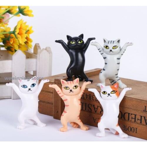 The Cat Lifted The Coffin Dancing Cat Pen Holders Mobile Phone Holder Handmade Model Ornaments Desk Organizer Accessories
