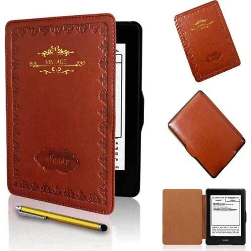 For Kindle Paperwhite 1 2 3 ( 2015 2013 2012) Flip Leather Smart Vintage Book Cover with Stylus Magnet closured&Auto Sleep