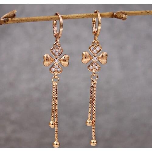 Fashion Luxury Drop dangle Earrings Women 's earrings Trendy Fashion Gold Earrings for womens white Zircon Jewerly gift