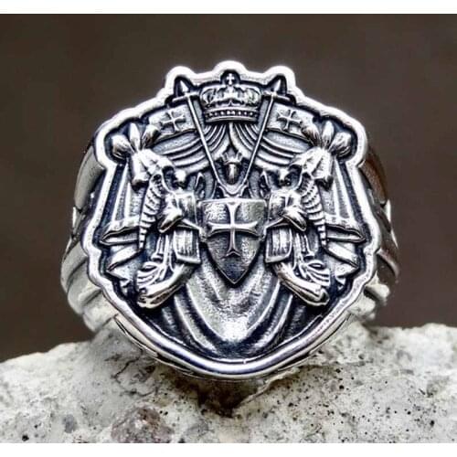 Knights Templar Ring from 316LStainless Steel with Red Cross Ring For Man Punk Rock Jewelry Freeshipping Party GiftOSR960