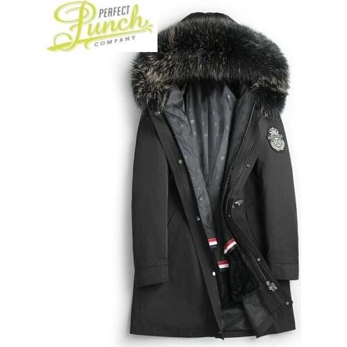 Rabbit Liner Raccoon Coat Collar Hooded Real Fur Parka Plus Size Winter Jacket Men Casaco G-18P0818 YY819