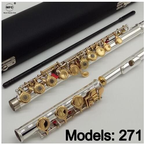 Music Fancier Club Flute 271 Engraving Hand Carved Keys Gold Plating Flutes B Leg Open Holes 17 Gold Keys