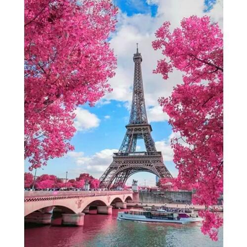 Diamont Painting Eiffel Tower Diamond Embroidery Kit Cross-Stitch Diamond Painting Full Round