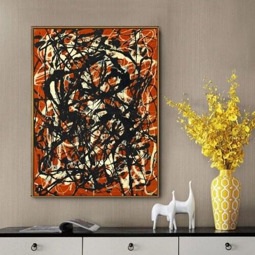 Jackson Pollock Abstract Art Works Free Line Wall Posters and Canvas Paintings Interior Room Wall Decoration Art(no Frame)