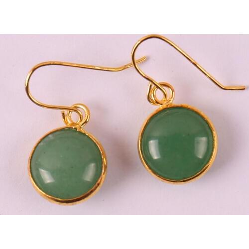Natural Green Aventurine Stone Dangle GEM Earrings Jewelry T161
