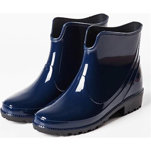 2018 New Rain Boots Warm Buckle Platform Slip On Pvc Waterproof Motorcycle Ankle Flat With Woman Shoes Plus Size 35-41