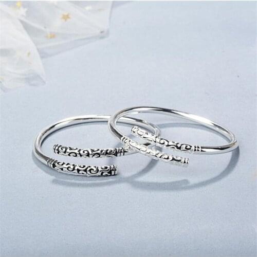 New Simple Creative Wukongs Weapon Bracelets 925 Sterling Silver Jewelry Fashion Personality Hoop Bar Couple Bangles SB196